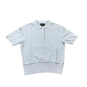A.P.C Light Blue Cotton S/S Jumper Polo Shirt Women's Small
